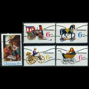 U.S.A. 1970 - Scott# 1414a-8a Christmas Set of 5 CTO