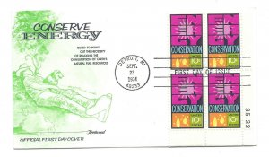 1547 Energy Conservation Fleetwood plate block FDC