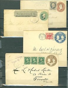 US 1887/1898 ++ LOT of (4) EARLY STATIONERY COVERS