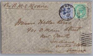 1907 Sydney New South Wales NSW Australia Cover to New Castle Indiana USA