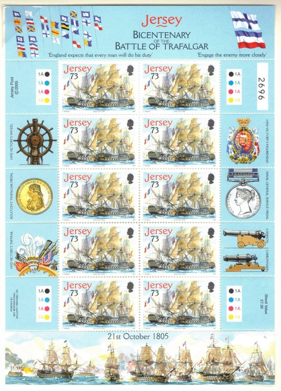 JERSEY 2005 Battle of Trafalgar Sheets; Scott 1190-94; MNH