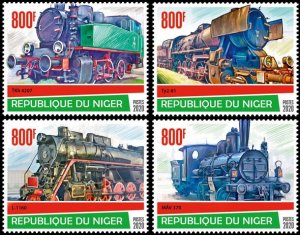 NIGER - 2020 - Steam Trains - Perf 4v Set - Mint Never Hinged