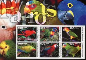 Benin 2003  Parrots-Birds Sheetlet (9) Perforated MNH VF