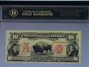​UNITED STATES-1901-CAT.185-BUFFALO 24K- GOLD REPLICA $10-VF-EST. $65-LAST ONE