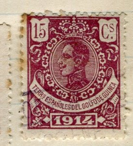 SPANISH GUINEA; 1914 early Alfonso issue fine used 15c. value