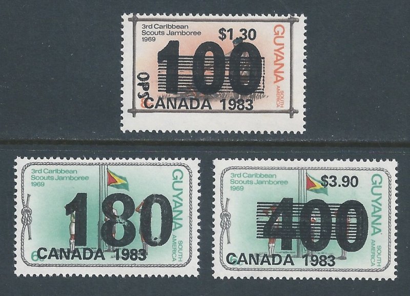 Guyana #650-2 NH Scout Jamboree Issue Ovptd. Canada 1983 & Surcharged