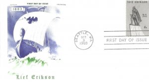 1968 FDC, #1359, 6c Lief Erickson, Jackson