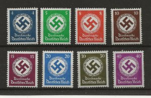 Germany 1934 Official watermark swastika sg.0527-8, 0530-1, 0533-6 MNH 8 values