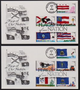 U.S. Used #4323-4332 Forever Flags of our Nation Set of 10 on 2 ArtCraft Covers