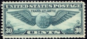 US Scott #C24 - TRANS-ATLANTIC WINGED GLOBE 1939 - Perf 11 FLAT PLATE CV~$12+