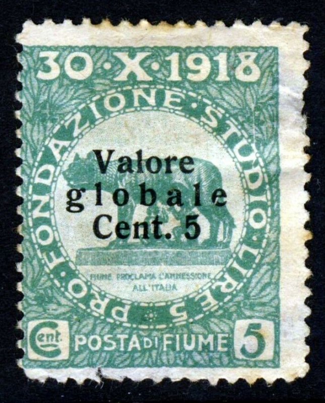 FIUME ITALY 1919 Valore Globale 5c. Surcharge on 5c. Green SG 105 MINT