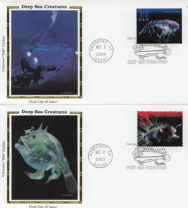 2000 Deep Sea Creatures Set 5 (Scott 3439-43) Colorano FDC