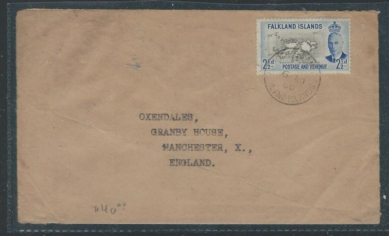 FALKLAND ISLANDS (P0912B) KGVI 2 1/2D MAP COVER TO ENGLAND