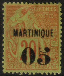 ✔️ FRANCE COLONIES MARTINIQUE 1888 - ALLEGORY OVERPRINT - SC. 6 MH