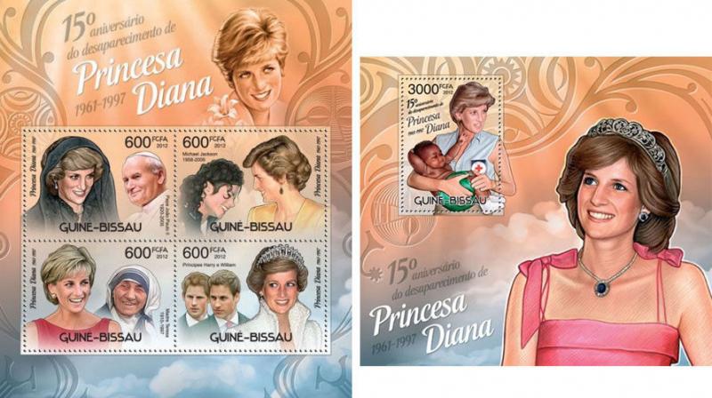 Princess Diana British Royal Family Royalty Pope Guinea-Bissau MNH stamp set