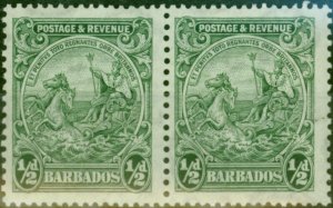 Barbados 1932 1/2d Green SG230a P.13 x 12 V.F MNH Pair