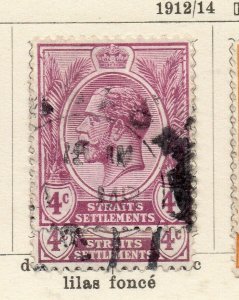 Malacca Straights Settlements 1912-14 Early Issue Fine Used 4c. NW-115555