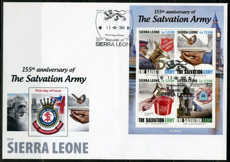 SIERRA LEONE 2020  125th ANNIVERSARY OF THE SALVATION ARMY SHEET FIRST DAY COVER