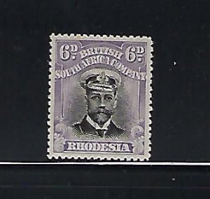 RHODESIA SCOTT #127A -1913-23 ADMIRAL 6D- DIE I  PERF 15 - MINT HINGED