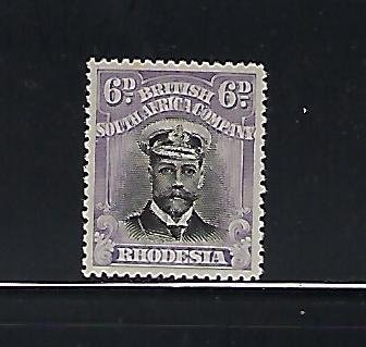 RHODESIA SCOTT #127A -1913-23 ADMIRAL 6D- DIE I  PERF 15 - MINT HINGED