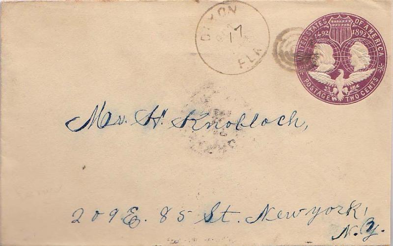 United States Florida Dixon 1894 target  1888-1894  2c Columbian Envelope.