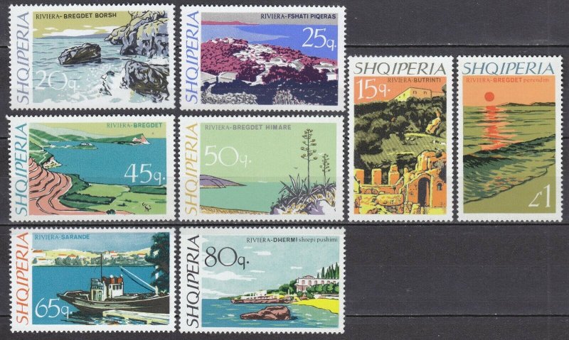 Albania 1967 Albanian Riviera Geography Place Tourism View Ship Landscape Stamps