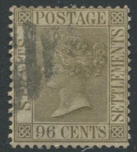 Straits Settlements 1888 96 cents olive gray used.