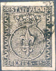 Parma. Lily 15 c. 1852. Used.