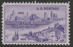 US 994 Kansas City Missouri 3c single (1 stamp) MNH 1950 