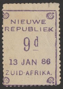 NEW REPUBLIC 1886 (13 Jan) 9d violet on yellow paper.