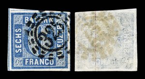 4748: Bavaria SG25 6k Blue. 1862. Sc#11a Mi10b Used. C£65