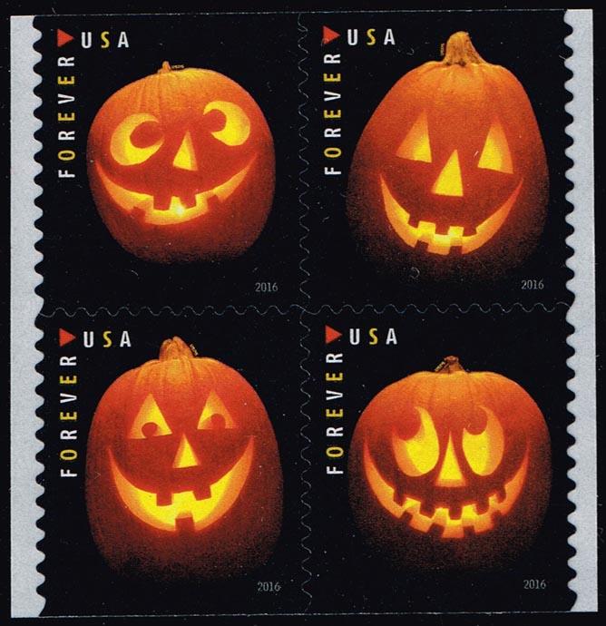 US #5140a Jack-O'-Lantern Block of 4; MNH (3.80)