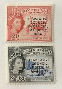 Somaliland 1960 Scott 142-143 MH, QEII & Legislative council unofficial majority