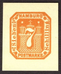 Hamburg Reprint of cut square, 7Sch, Unused