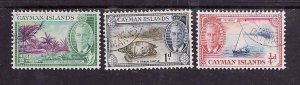Cayman Is.-Sc#122-4-used low values of KGVI set-id4-Turtles-1950-
