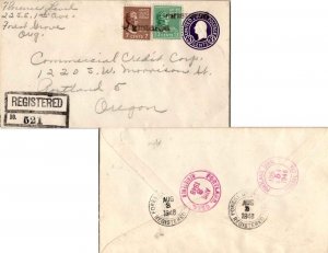 United States Oregon Forest Grove Registered 1948 double ring  7c Jackson and...