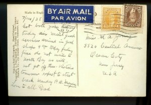 Scarce 4c & 2c Mufti Air Mail 1938 Post card to USA Canada