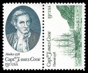 SCOTT  1732-33 US.  CAPTAIN COOK  TETE BECHE PAIR  13¢  MNH  SHERWOOD STAMP