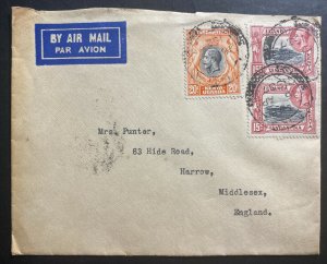 1937 Tanga Tanganyika British KUT Airmail Cover To Harrow England 1 