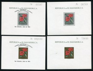 El Salvador 718,718a,C192,C192a Poinsettia Flower Stamp Souvenir Sheets 1960