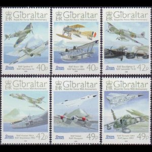 GIBRALTAR 2008 - Scott# 1135-40 RAF-Planes Set of 6 NH