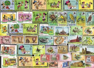 50 DIFFERENT BASUTOLAND & LESOTHO STAMPS