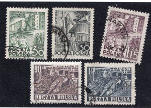 Poland 1951-52 30g to 1.20z Six Year Plan, Scott 528-529, 531-533 used