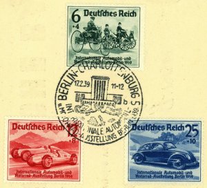 GERMANY #B134-B136 FDC #686-688 First Day Issue 1939 BERLIN Auto Exhibition