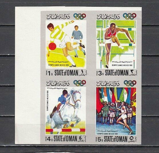 Oman State, 1968 Local issue. Scouts and Soccer values from set. IMPERF BLK/4