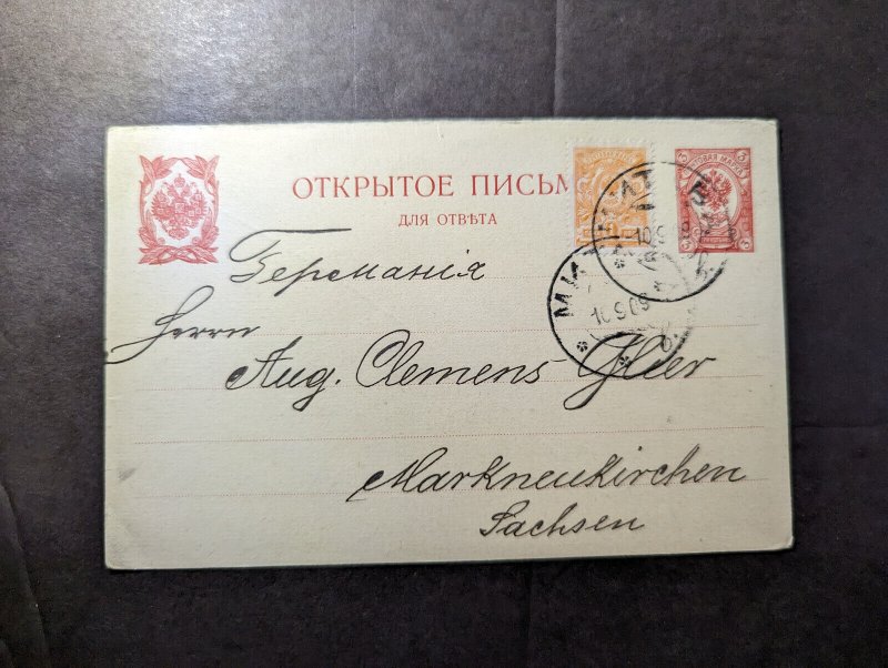 1909 Russia Postcard Cover to Markneukirchen Sachsen Germany