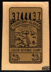 Alaska Territory (pre-1959) 4/5 Quart Liquor Revenue Tax Stamp Unused