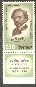 ISRAEL Scott 154 MNH** 1959 Shalom Aleichem stamp w tab