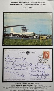 1959 Shannon Airport Ireland Picture Postcard Cover To Cambridge MA USA