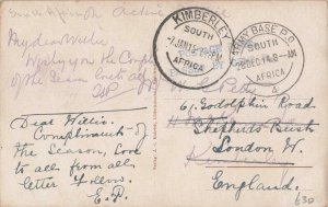 South West Africa 1914 WWI ABPO 4 Luderitzbucht Postcard Redirected Kimberley UK